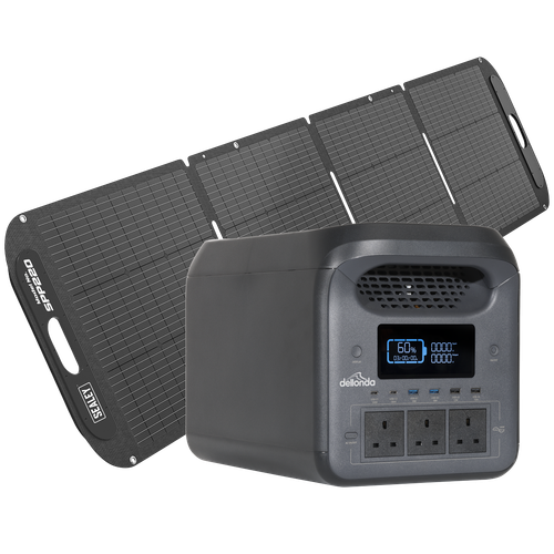 Dellonda DL180 Portable Power Station 1800W & ETFE Foldable Solar Panel 220W
