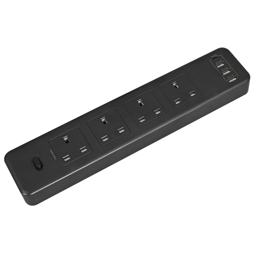 Sealey EL34USBB 2.6m Extension Lead with USB Ports - Black