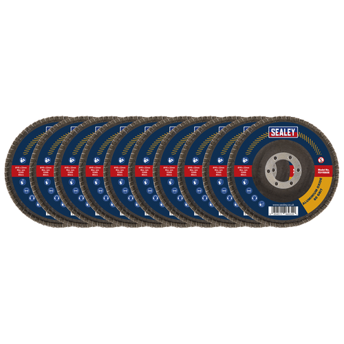 Sealey FD115EMIX 115mm Aluminium Oxide Flap Discs Assorted Grit 22mm Bore - Pack of 10