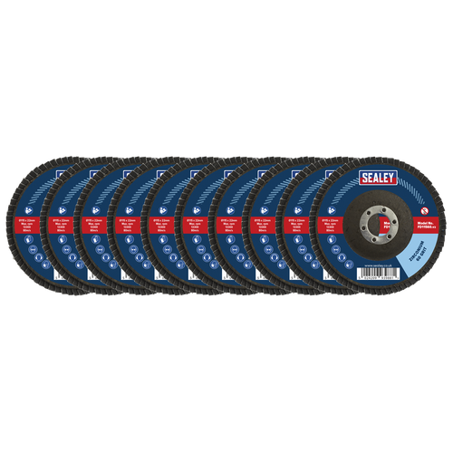 Sealey FD115MIX 115mm Zirconium Flap Discs Assorted Grit 22mm Bore - Pack of 10