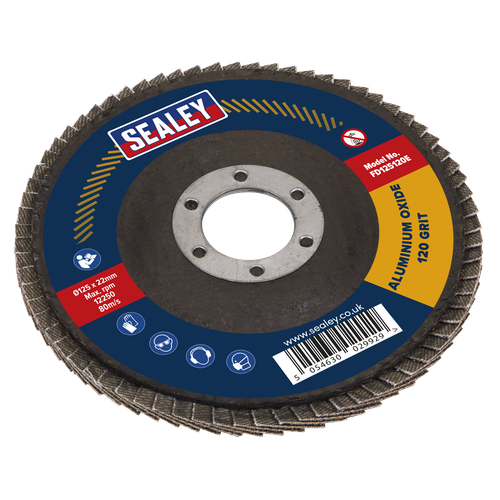 Sealey FD125120E 125mm Aluminium Oxide Flap Disc 120Grit 22mm Bore