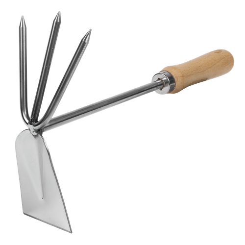 Premier GTWH002 2-in-1 Hoe and Cultivator with Ash Handle & Stainless Steel Tines/Blade