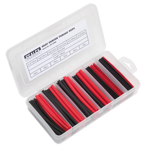 Sealey HST100BR Heat Shrink Tubing Assortment 100mm 95pc - Black & Red