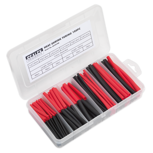 Sealey HST501BR Heat Shrink Tubing Assortment 50 & 100mm 180pc - Black & Red