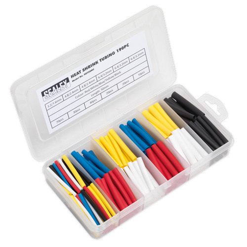 Sealey HST50MC Heat Shrink Tubing Assortment 50mm 190pc - Mixed Colours