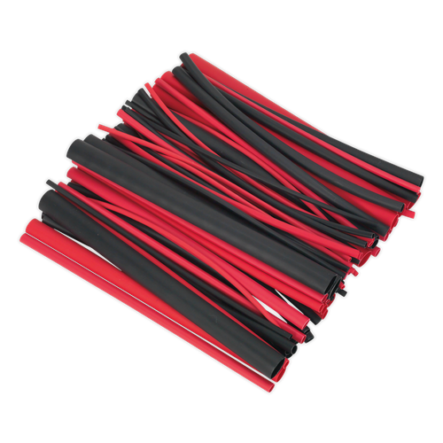 Sealey HSTAL72BR Adhesive Lined Heat Shrink Tubing Assortment 200mm 72pc - Black & Red