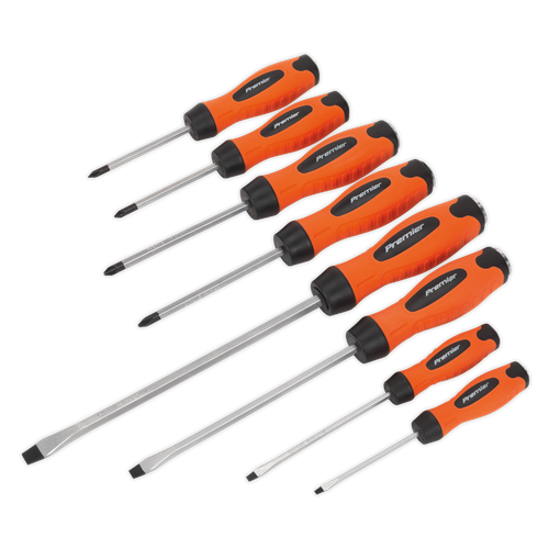Premier HV004 Hammer-Thru Screwdriver Set 8pc - Hi-Vis Orange