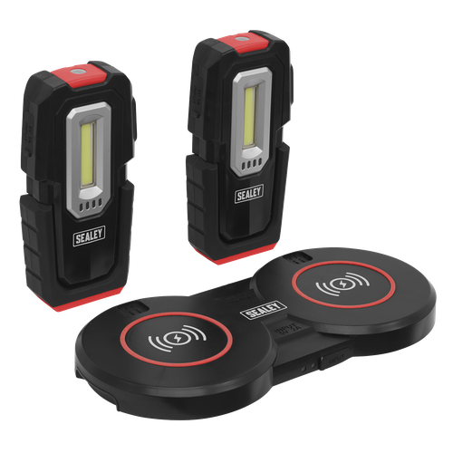 Sealey LEDWCBCOMBO3 Inspection Light (x2) with Double Wireless Charging Base 3W COB & 1W SMD LED