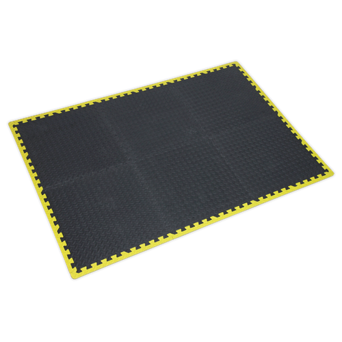 Sealey MIC1218Y3 Interlocking EVA Foam Workshop Mat Set with Hi-Vis Edges 1240 x 1825mm