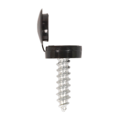 Sealey NPBK50 Numberplate Screw with Flip Cap 4.2 x 19mm, Black - Pack of 50