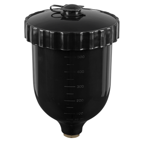 Sealey PC02 UV Paint Spray Gun Pot with Brass Fitting 600ml - Black