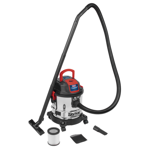 Sealey PC195SD 20L Vacuum Cleaner Wet & Dry Stainless Steel Drum 1200W/230V