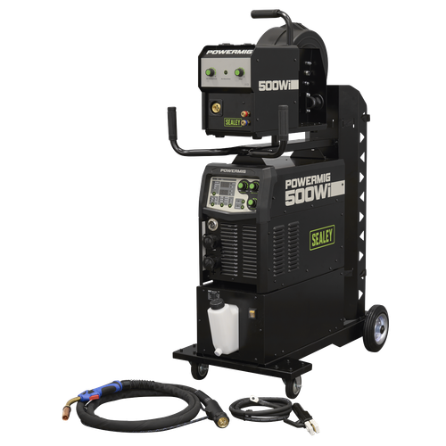 Sealey POWERMIG500Wi 500A Professional Gas/Gasless MIG/TIG/MMA Inverter Welder with Portable Wire Feeder & Water Cooler 400V 3ph