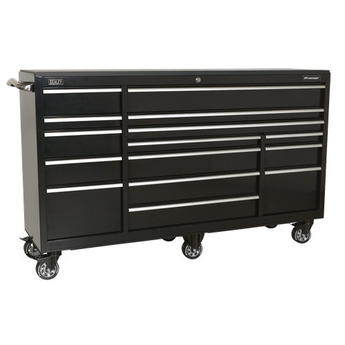 Premier PTB183015 Heavy-Duty Extra-Wide Rollcab 15 Drawer 1845mm - Black