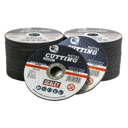 Sealey PTC/115C50 115 x 3mm Cutting Disc 22mm Bore - Pack of 50