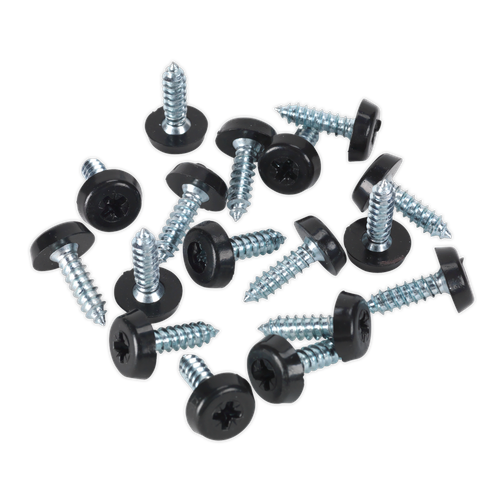 Sealey PTNP3 Numberplate Screw with Plastic Enclosed Head 4.8 x 18mm, Black - Pack of 50