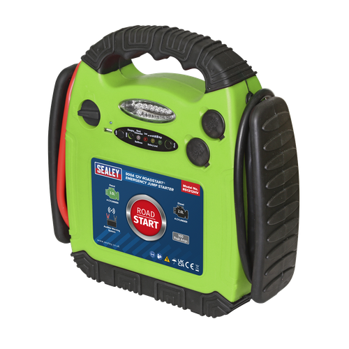 Sealey RS1312HV RoadStart® 12V Emergency Jump Starter 900 Peak Amps - Hi-Vis Green