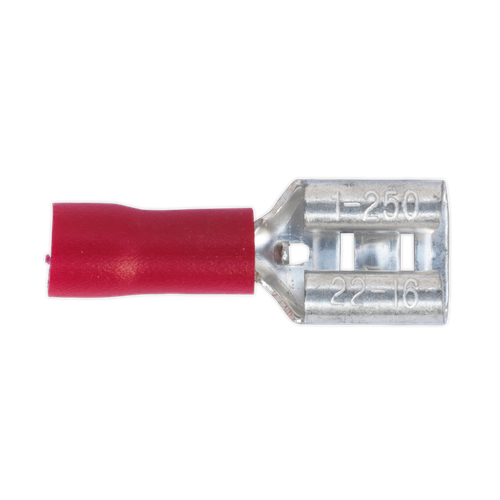 Sealey RT21 Push-On Female Terminal 6.3mm, Red - Pack of 100