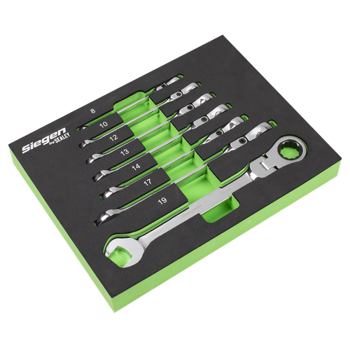 Siegen S01143 Flexi-Head Combination Ratchet Spanner Set 7pc