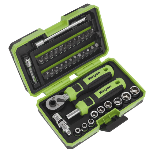 Siegen S01255 Socket & Bit Set 1/4"Sq Drive 38pc