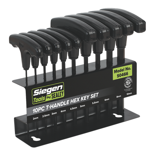 Siegen S0466 T-Handle Hex Key Set 10pc