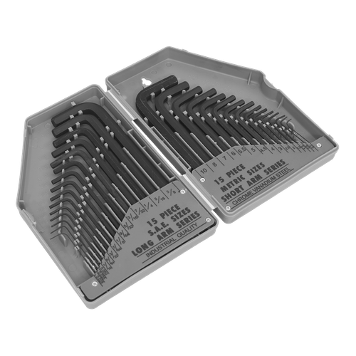 Siegen S0484 Metric/Imperial Long/Short-Arm Hex Key Set 30pc
