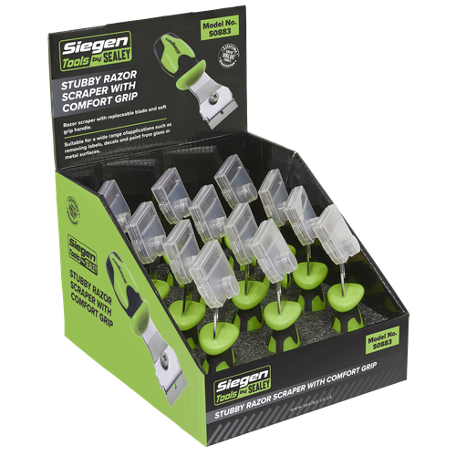 Siegen S0883 Razor Scraper with Comfort Grip - Display Box of 12