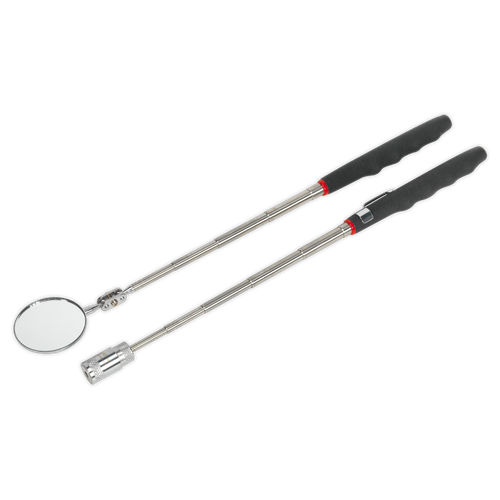 Siegen S0941 Telescopic Magnetic LED Pick-Up Tool & Inspection Mirror Set 2pc
