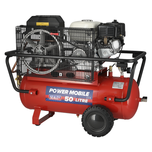 Sealey SA5055 50L Belt Drive Air Compressor with Petrol Engine 5.5hp