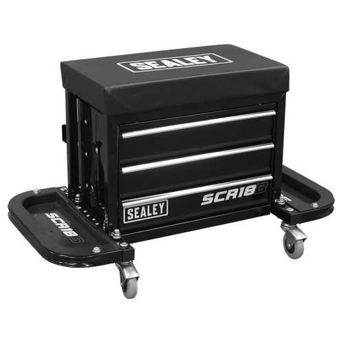 Sealey SCR18B Mechanic's Utility Seat & Toolbox - Black
