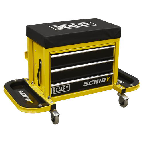 Sealey SCR18Y Mechanic's Utility Seat & Toolbox - Yellow
