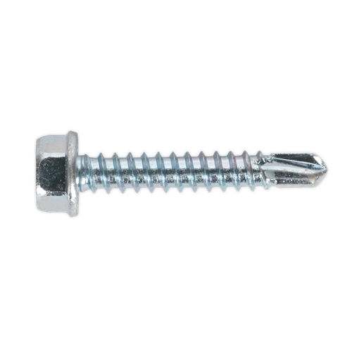 Sealey SDHX4225 Zinc Plated Self-Drilling Hex Head Screw 4.2 x 25mm - Pack of 100