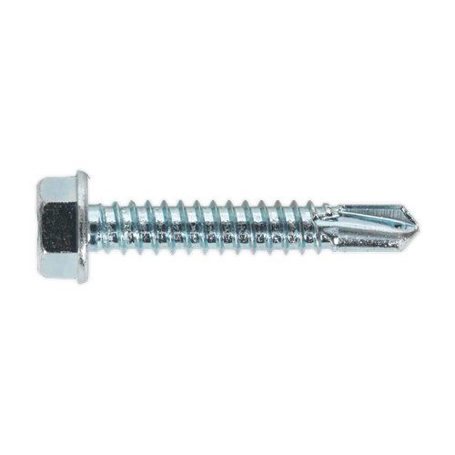 Sealey SDHX6338 Zinc Plated Self-Drilling Hex Head Screw 6.3 x 38mm - Pack of 100