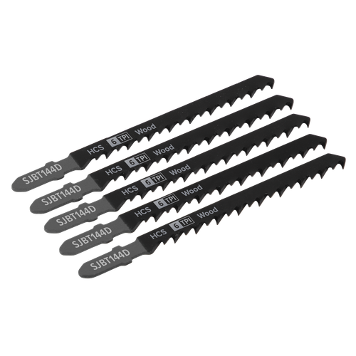 Sealey SJBT144D Jigsaw Blade for General Wood 100mm 6tpi - Pack of 5