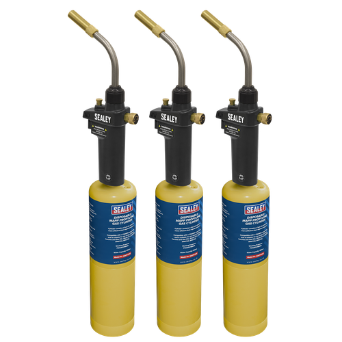 Sealey SMGKIT03 Brazing & Soldering MAPP Gas Torch & MAPP Cylinder - Pack of 3