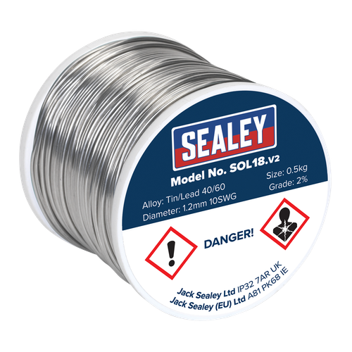 Sealey SOL18 Quick Flow Solder Wire 1.2mm/18SWG 0.5kg Reel
