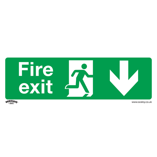 Worksafe SS22P1 Fire Exit (Down) Safety Sign - Rigid Plastic