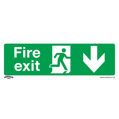Worksafe SS22V1 Fire Exit (Down) Safety Sign - Self-Adhesive Vinyl