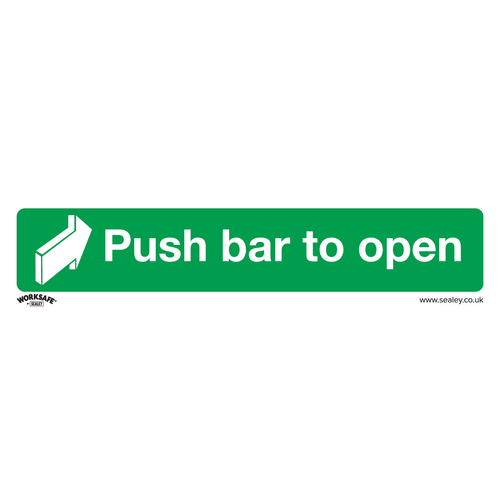 Worksafe SS29P1 Push Bar To Open Safety Sign - Rigid Plastic