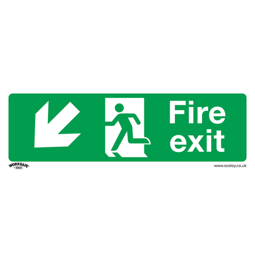 Worksafe SS34P1 Fire Exit (Down Left) Safety Sign - Rigid Plastic