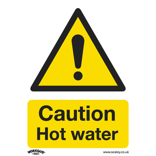 Worksafe SS38V1 Caution Hot Water Safety Sign - Self-Adhesive Vinyl