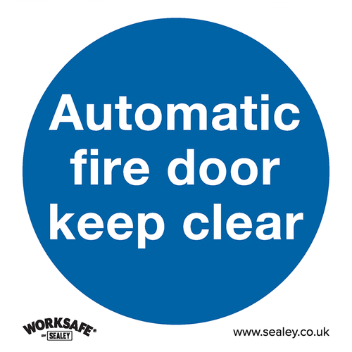 Worksafe SS3P1 Automatic Fire Door Keep Clear Safety Sign - Rigid Plastic