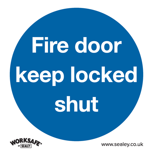 Worksafe SS4P1 Fire Door Keep Locked Shut Safety Sign - Rigid Plastic