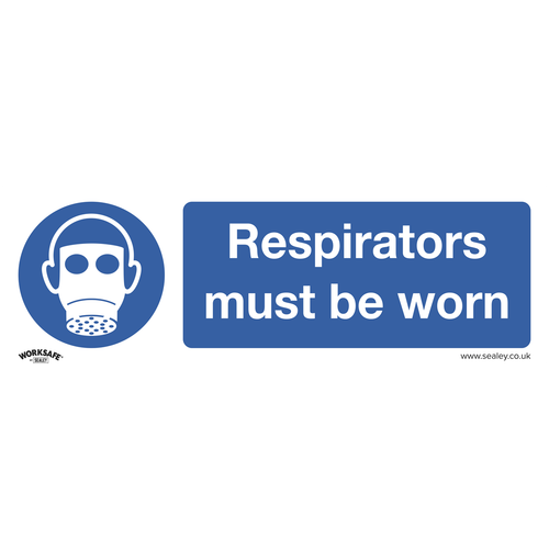 Worksafe SS56P1 Respirators Must Be Worn Safety Sign - Rigid Plastic