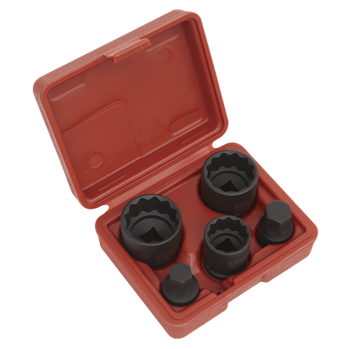 Sealey SX053 Impact Hub Socket & Socket Bit Set 1/2"Sq Drive 12-Point 5pc