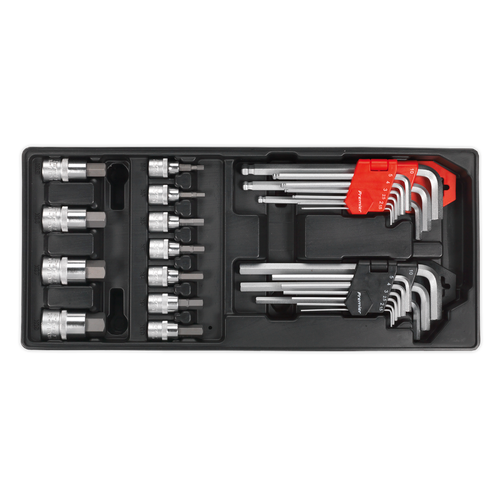 Premier TBT07 Hex/Ball-End Hex Key & Socket Bit Set with Tool Tray 29pc
