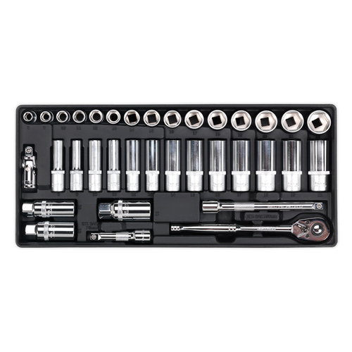 Premier TBT20 Socket Set with Tool Tray 3/8"Sq Drive 35pc