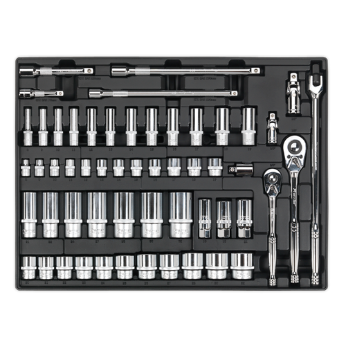 Premier TBT31 Socket Set with Tool Tray 3/8" & 1/2"Sq Drive 55pc