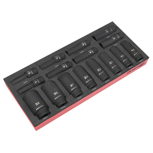 Premier TBT47 Deep Impact Socket Set with Tool Tray 1/2"Sq Drive 16pc