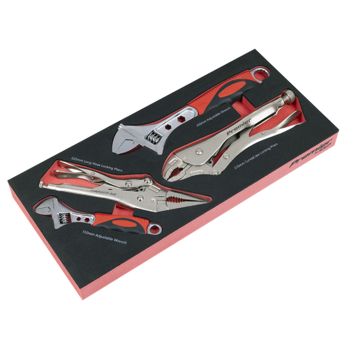 Premier TBT59 Locking Pliers & Adjustable Wrench Set with Tool Tray 4pc